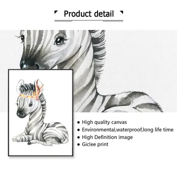 Slon Jeleň Zebra Rhino Lev Škôlky nástenná maľba Umelecké Plátno na Maľovanie Cartoon Plagátu a Grafika nástenná maľba Dievča, Chlapec, Dieťa