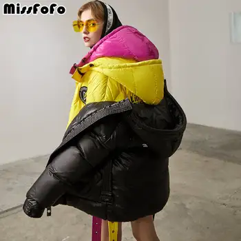 MissFoFo 2019 Nové Zimné Dole Coats Módne Lady krátke pevné Dole Bundu bielej kačica nadol S-XL