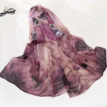 2020 NOVÉ MÓDNE Lotosový kvet tlač šifón šatka hodvábna námestie hidžáb pohode šatkou dámy foulard femme Šatky na vlasy bufanda mujer