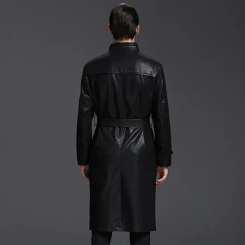 M-3XL!!2018 jeseň dlhý kožený kabát kožený kabát z kožený kabát z han edition cape kožušinový kabát