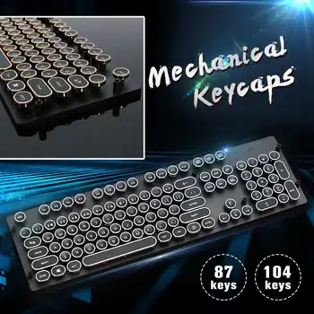 Mechanické Klávesy Klávesnice Punk Á Retro Kruhové KeyCap 87 Tlačidlo 104 Tlačidlo pre Tablet Ploche Podsvietený Počítačové Herné Klávesnice