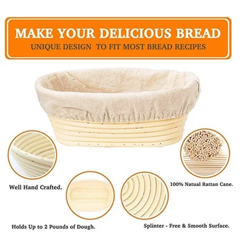 10 Palcový Oválne Chlieb Banneton Korektúry Kôš - Pečiva Cesto Misy Darčeky pre Pekárov Preukazujúce Koše pre Sourdough Lame Chlieb
