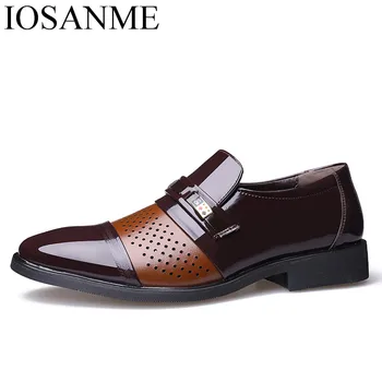 Taliansky trend formálne mužov, kožené topánky, luxusné značky pošmyknúť na šaty lakovanej kože mužská obuv úrad derby oxford topánky pre mužov