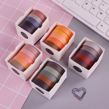 5 Ks/Box Farba Jednoduché washi pásky urob si sám dekorácie pre scrapbooking maskovacia páska lepiaca páska