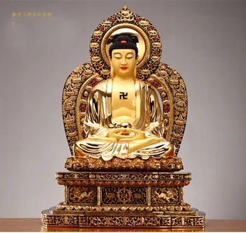 56 cm veľký Budhistický high-grade domov patróna zlato gilding Šakjamúni Amitabha, buddha socha TOP účinným Talizman Maskot