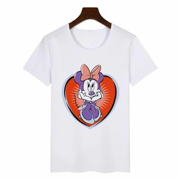 Disney Minnie Myši Tlač T-shirt Ženy Cartoon Topy Harajuku Kawaii Streetwear Lete Krátky Rukáv Tees Bežné Ženské Oblečenie
