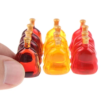 10Pcs domček pre bábiky Miniatúrne Fľaše Vína Predstierať, že Hrať Bábika Food Drink Príslušenstvo Nové