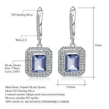 Gem Balet 925 Sterling Silver Emerald Rez 4.10 Ct Prírodné Iolite Modrá Mystic Quartz Drop Náušnice pre Ženy, Svadobné Náušnice