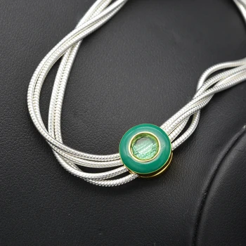 Skutočné 925 Sterling Silver Úvah, Zelená a modrá Charms Náramky pre ženy DIY šperky Klip Korálky Doprava Zadarmo