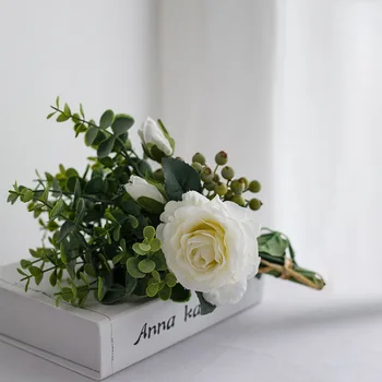 Luxusná veľká Dahlia kytice hodváb Umelé kvety flores pre svadobné dekorácie mariage babyshower biela falošné Kvet