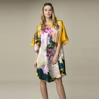 Silk Satin Ženy Šaty Nové Desigual Vytlačené Ženy Šaty Pohodlné Domáce Oblečenie
