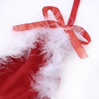 NOVÉ 2020 Ženy Sexy Santa priesvitný Set spodnej Bielizne Umelú Kožušinu Vianočné Košieľky Podprsenka G-String Tangá, Klobúk 3ks Obväz Exotické Nastaviť Underwears