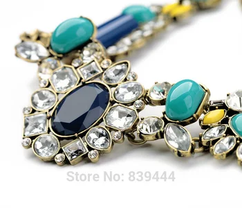 Nový Dizajn Hot Predaj Veľkoobchod Kvalitné Šperky, Módne, Elegantné Živice Kryštálov A Drahokamov Ťažké Robustný Choker Náhrdelník