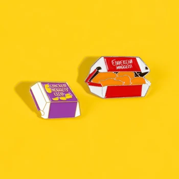 Kuracie Nugety Smalt Pin Fast Food Brošňa Zábavné Odznaky Darčeky pre Deti Obľúbený Pop Klope Bundy Batoh Pin Príslušenstvo