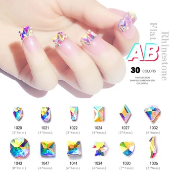 10pcs Crystal AB Kosoštvorec na Nechty, Glitter Kamienkami Sklo Ploché Späť 3D Diamond Paillette Nail Art, Ozdoby Manikúra Dizajn