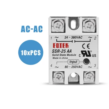 10PCSSSR ssd Modul Relé AC na AC SSR-25AA 25A Vstup AC 24-380V AC Výstup Vysokej Kvality Pre Regulátor Teploty