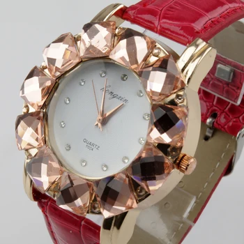 Predaj Dámy' Quartz Zliatiny Sledovať Módne Šperky Simulované Crystal PU Kože Kapela náramkové hodinky Pre Ženy hodiny