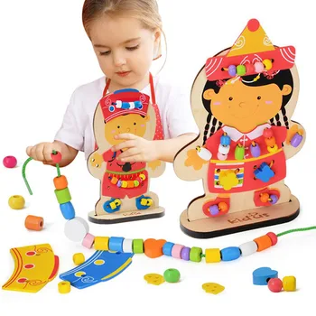 Ručné Lištovanie Drevené Vzdelávania Vzdelávanie Korálkové Bábiky Pearl Montessori detské Vzdelávacie Hračky pre Deti, Darčeky