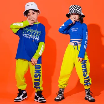 Pre 4-14 Rokov, Detí, Hip Hop, Street Dance Kostýmy Chlapci Dievčatá Plodín Modrá Bunda Topy Jazz Sála Športové Nohavice Zobraziť Oblečenie