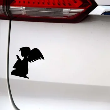 YJZT 12*12.8 CM Krásne Baby Angel Modlí Odtlačkový Silhoutte Cool Dizajn, Auto Nálepky, Čierna/Strieborná Pokrývajúce Telo C20-roku 1417