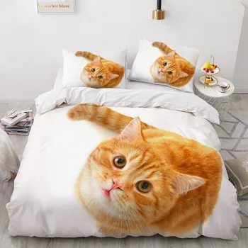3D Vlastný Dizajn Zvierat Cumlík Zahŕňa Pet Mačka Bielizeň Posteľ obliečky na Vankúše Plný Kráľ, Kráľovná Super King Twin Veľkosť Biela Beddings