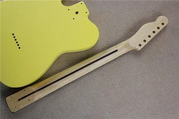 Pôvodné Vlastné Žlté Elektrická Gitara Kit(Časti) s Javorový Krk,Rosewood Hmatník,String-Thru Tela,šité na Mieru