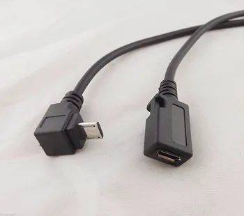 5 ks Nahor Smerom 90-Stupňový Uhol Micro USB 5 Pin Samec Samica Predlžovací Kábel 28 cm