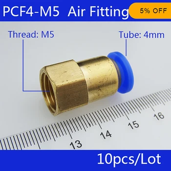 Vysoká kvalita 10pcs BSPT PCF4-M5, 4 mm, aby M5 Pneumatické Konektory Samica rovno one-touch príslušenstvo