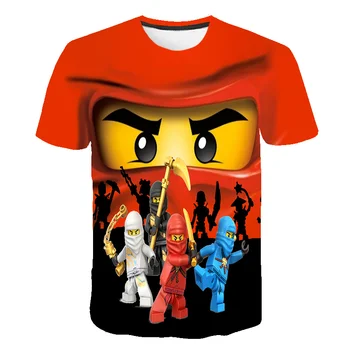 Nové módne Letné detské Oblečenie Bavlna Chlapci Dievčatá T-shirt Legoe Ninja Ninjago Cartoon Deti Topy, Tričká krátky rukáv, 4-14Y