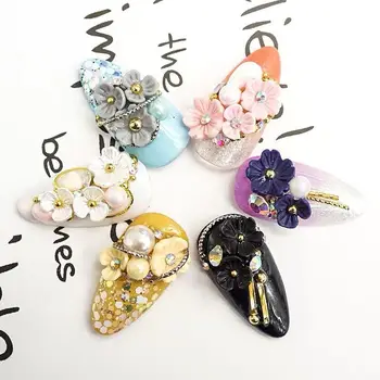 NOQ Nail Art Šperky 3D Pearl Shell Kvetinové Vzory Dekorácie Kamienky Na Nechty Príslušenstvo Manikúra 8 Farieb