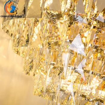 Charles Luxusné 3/4/5 Vrstvy Zlaté Svetlo, LED Obdĺžnikový K9 Kryštály Prívesok Lampy, Obývacia Izba, Hala 5 Stars Hotel Dekorácie