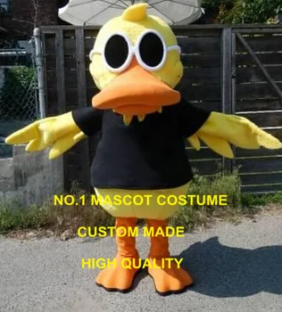Cool veľký žltá kačička maskot kostým s okuliare prispôsobiteľné cartoon káčatko tému anime cosply kostýmy karneval 2426
