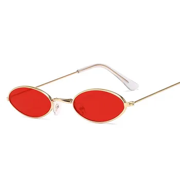 Candy Modrá Červená Malé Oválne Slnečné Okuliare Ženy Značky Vintage Odtiene Kovové Slnečné Okuliare Pre Ženy 2020 Módny Návrhár Streetwear