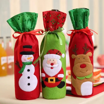 1pc Vianočné Dekorácie Pre Domov Santa Claus Fľaša Vína Kryt, Taška Santa Vrece Dekorácie