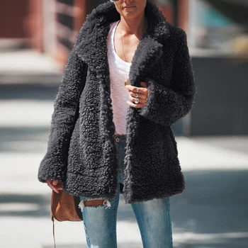 2020 Novú Umelú Kožušinu Kabát Vysokej Kvality Kožušiny Bunda Zime Teplé Slim Fit Žena Bunda Cardigan Plyšové Coats Ženy Nadrozmerná Coats