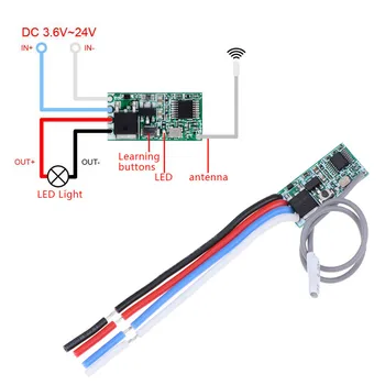 LED Svetlo Regulátor DC 3.6 V-24V DIY 433 Mhz 1CH RF Prijímač Relé Univerzálne Diaľkové Ovládanie Micro Switch Modul