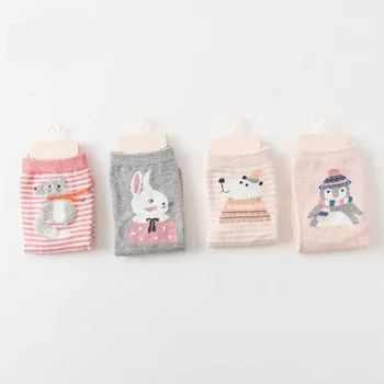 [EIOISAPRA]2018 Jeseň/Zima 4 Páry Kawaii Cartoon Bavlna Zvierat Ženy Ponožky Japonský Harajuku Krásne Farebné, Zábavné Ponožky