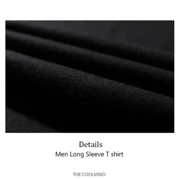 COOLMIND bavlna pohode streetwear tlač mužov tričko bežné dlhý rukáv o-krku mužov voľné tričko t-shirt muži košele