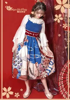 Sladká princezná lolita palác šaty vintage falbala vysoký pás tlač viktoriánskej šaty kawaii dievča gothic lolita jsk loli