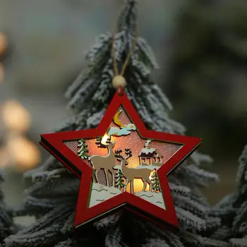 Drevené Vianočný Stromček Prívesok LED Vianočné Snehuliak Hračka Drevené Dekorácie Módne Starý Muž Darček Krásne Elk Domov