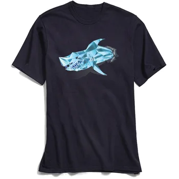 ICE SHARK T-Shirt pre Mužov Pohodlné 3D Tričko 2018 Populárne Svetlo Modrá Tees Posádky Krku NOVÝ ROK DEŇ Bavlna Krátky Rukáv Topy
