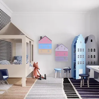 Moderná severská police, detské izby s farebné police na stenu, police drevo domov decoracion de hogar displej polica dekorácií na stenu