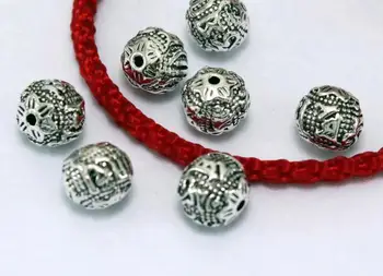 10pcs/veľa Tibetské Striebro, Starožitné Šesť Mantra dištančné Voľné Perličiek Dištančné Korálky Konektory pre KUTILOV, Šperky, Takže náramok gd6ss