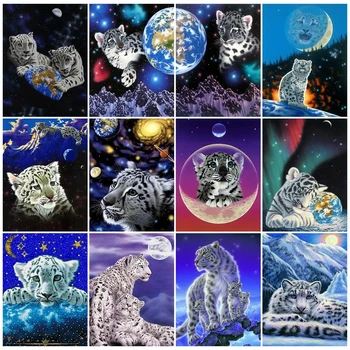 Plné Námestie Vŕtačky Diamantové Maľovanie Leopard Kamienkami Umenie Diamond Výšivky Zvierat Cross Stitch Zimné Mozaiky Domova Darček
