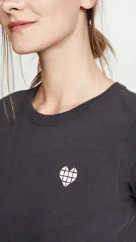 Porzingis Bavlna Boutique Žena T-shirt dámske Šedé Tee Tričko Geometrické Šitie Láska Vytlačené T-Shirt Pre Lady Letné Tričká