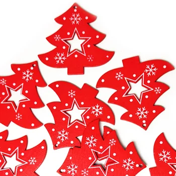 10pcs Červená Vianočné Drevené Lásky/Srdce/Star Stromu Visí Ozdoby na Vianočný Stromček, Závesné Dekorácie Vianoce Tree Decor Deti Darčeky