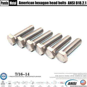 (V)304/316 nehrdzavejúcej ocele American standard šesťhrannou hlavou priskrutkujte ANSI B18.2.1, Americký štandardný závit, A2A4, priemer 7/16-14