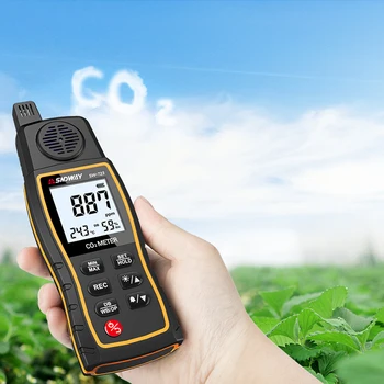 SNDWAY SW-723 Ručný Detektor Oxidu Uhličitého Monitorovanie CO2 Detektor Tester Alarm Kvality Ovzdušia Analyzer 0-9999ppm Rozsah Merania