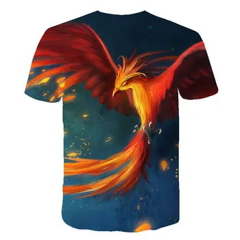 2020 Letné T-shirt Mužov tričko Tlač Ležérne Módne Oblečenie Tričká Bežné Krátky Rukáv Phoenix Šitie Vzoru Top Tees Nové
