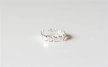 925 daisy kvet tvarované krúžok strieborné pozlátené Obyčajný strieborné pozlátené Sakura Otvoriť Prstene pre ženy, dievčatá, svadobné šperky, zásnubné